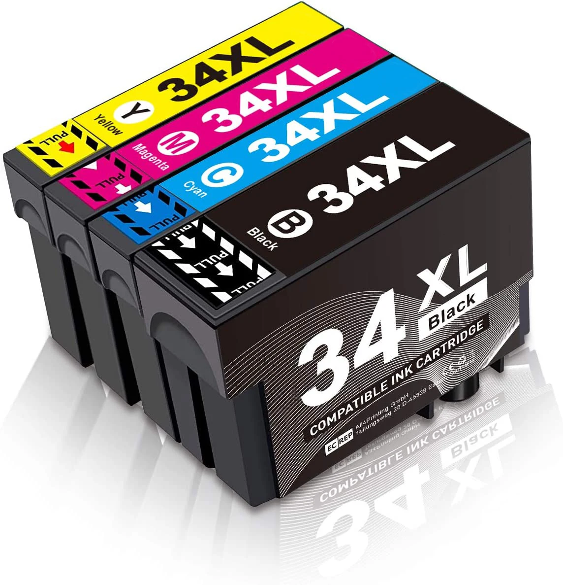 34 XL Compatible Ink Cartridges Replacement for Epson 34XL-T3471 T3472 T3473 T3474 to use with WorkForce Pro WF-3720DWF WF-3725D