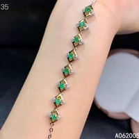 kjjeaxcmy fine jewelry 925 sterling silver inlaid gemstone emerald women hand bracelet luxury support test with box