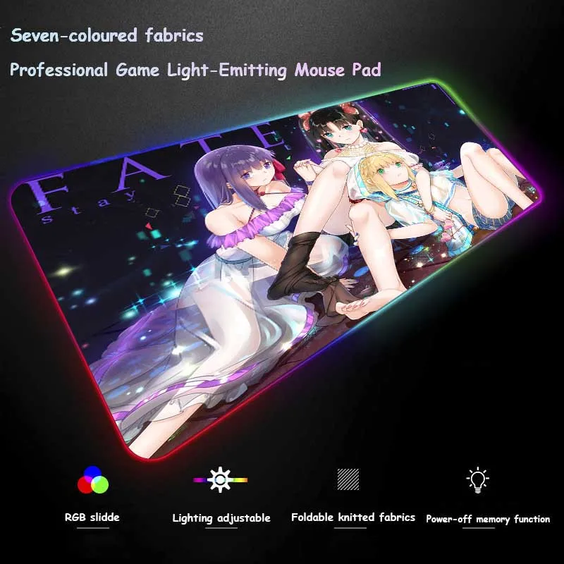 XGZ популярные аниме Fate пользовательские большой RGB коврик для мыши черный замок