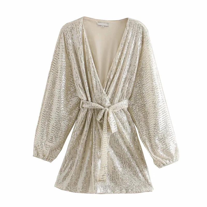 2020 весна осень сексуальное мини платье с v образным вырезом для женщин длинным