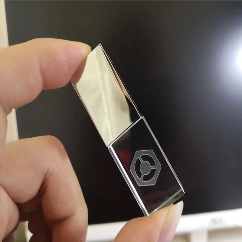 Металлический кристалл USB 2,0 флэш-накопитель(пользовательский DIY логотип