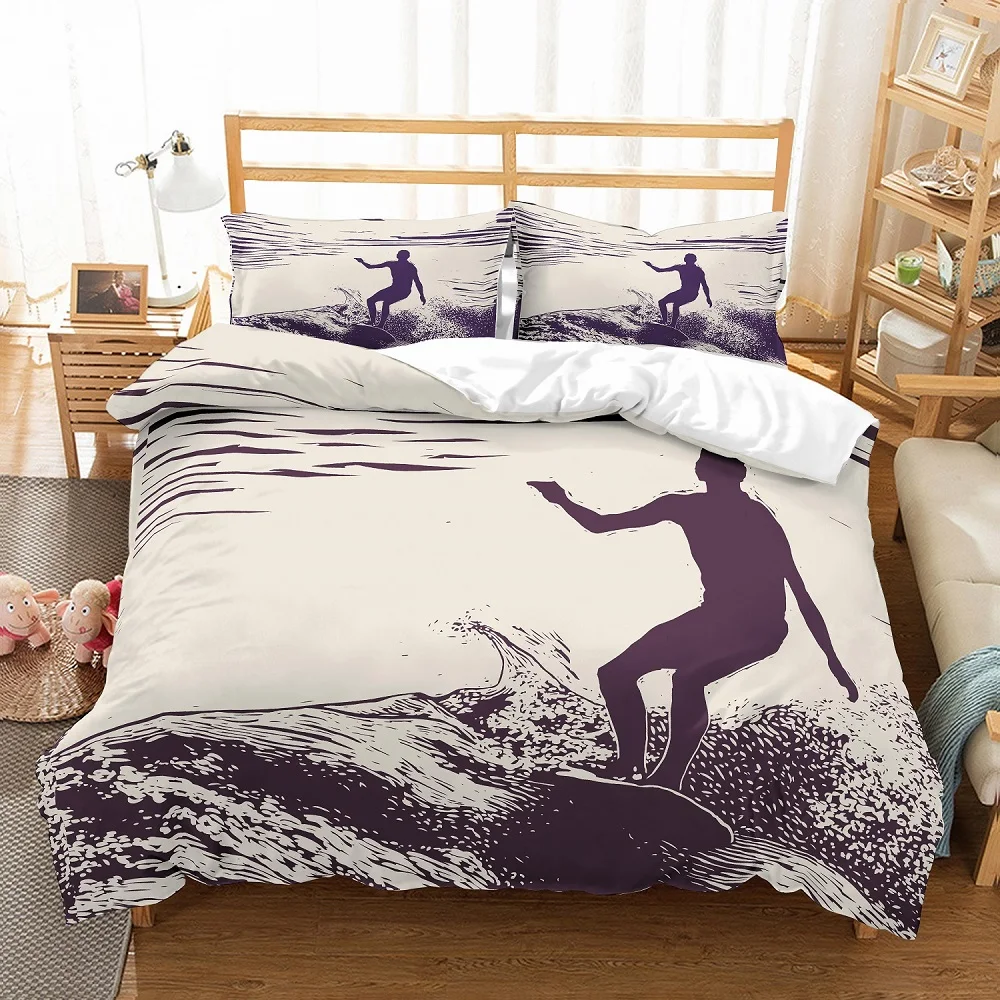 Комплект постельного белья для серфинга на тему океана белый/черный комплект из