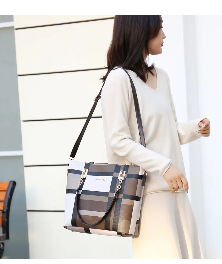 

2021 new women's bag European and American fashion one-shoulder sloping across the women's bag six-piece set mother bag