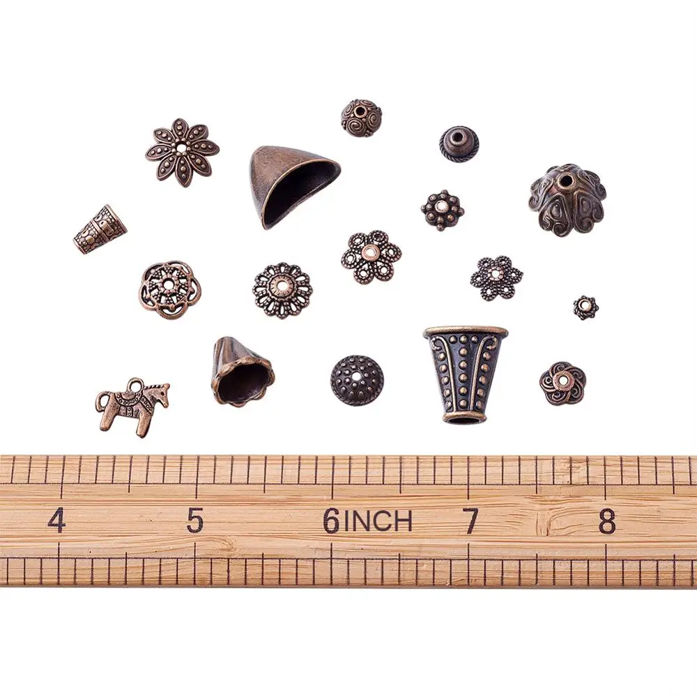 Шапочки для бусин смешанной формы в тибетском стиле античная бронза диаметр