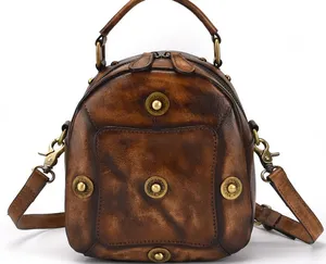 Классический Маленький рюкзак из натуральной кожи ручной работы для женщин