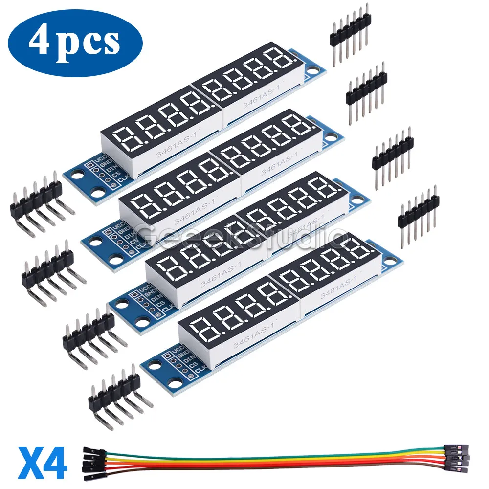 4 упаковки! MAX7219 светодиодный матричный модуль 8 цифр с цифровым дисплеем