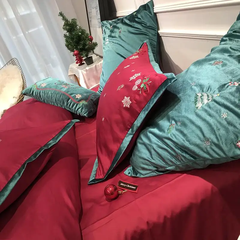 2019 Рождественский Комплект постельного белья с оленем роскошная вышивка