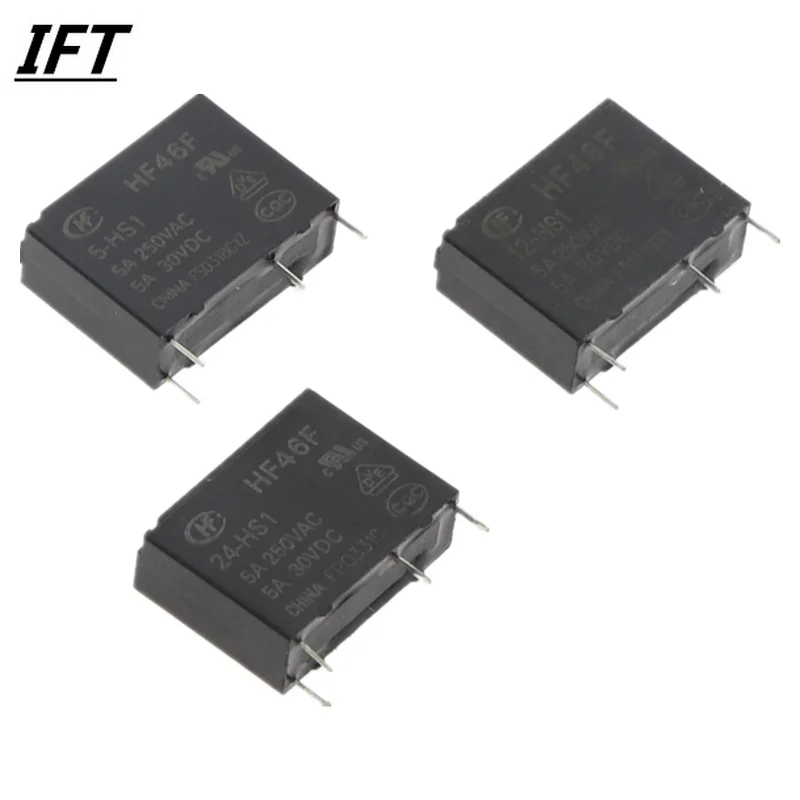 Фото 5 шт., 4 контакта, Φ HF46F 24-HS1 5 12-5A250VAC, реле, абсолютно новое №1