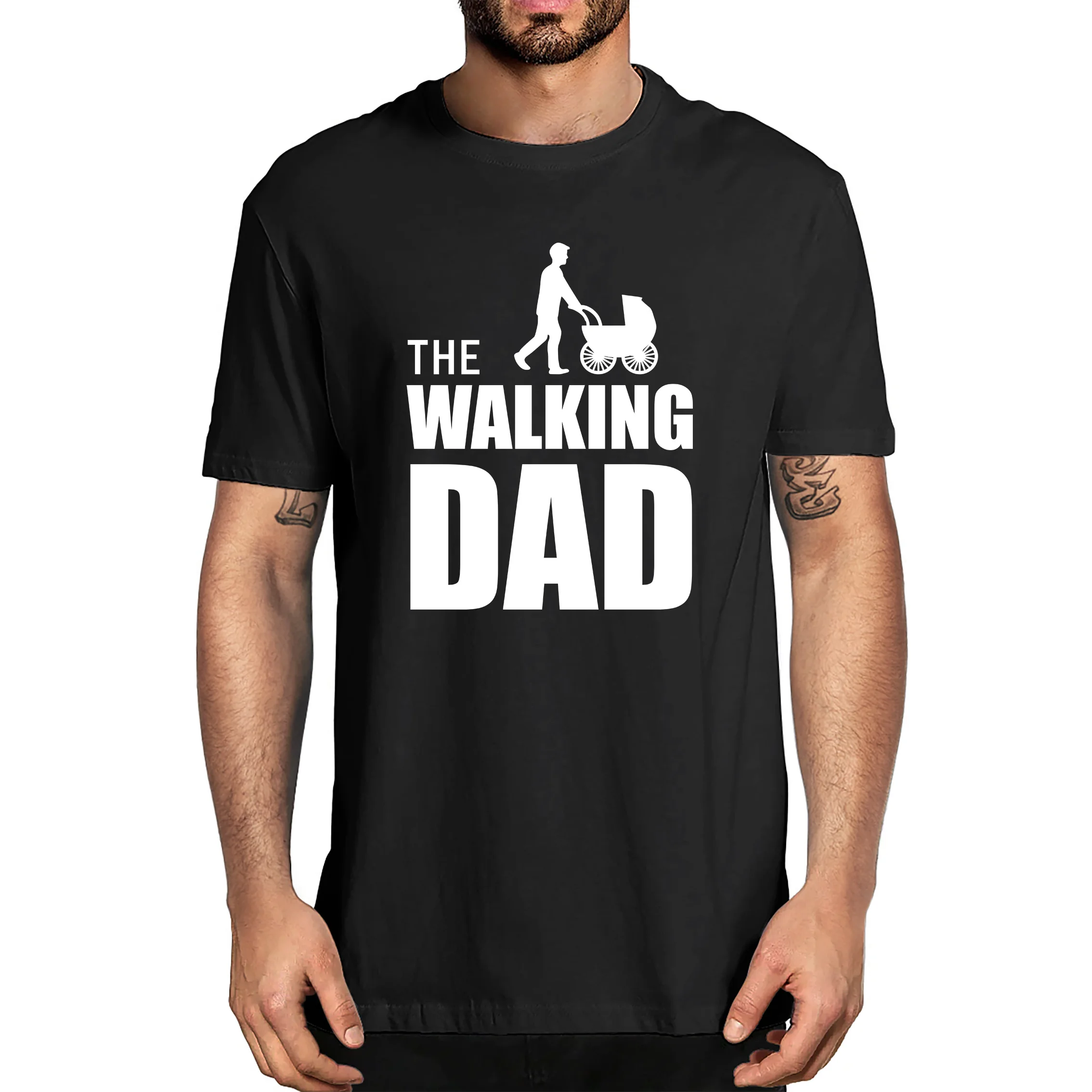 

Unisex The Walking Dad Baby Carriage Tshirt Funny Retro Black Father's Day Men's 100% Cotton Novelty T-Shirt Streetwear Soft Tee