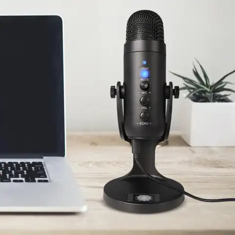 Конденсаторный USB-микрофон для компьютера, микрофон для записи и подкастинга с монитором
