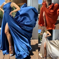 dropshipping fashion dress high slit sleeveless backless sexy long lady dress for party
