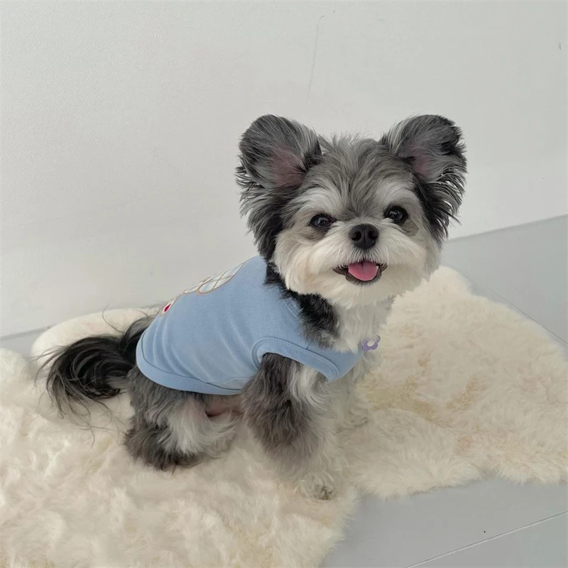 

Summer INS Style Cute Rabbit Embroidery Pure Cotton Breathable Comfortable Dog Vest Pet Puppy Bichon Teddy Clothes