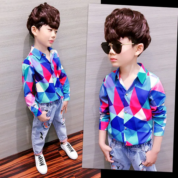 

Boy's long sleeve shirt children's Mosaic shirt