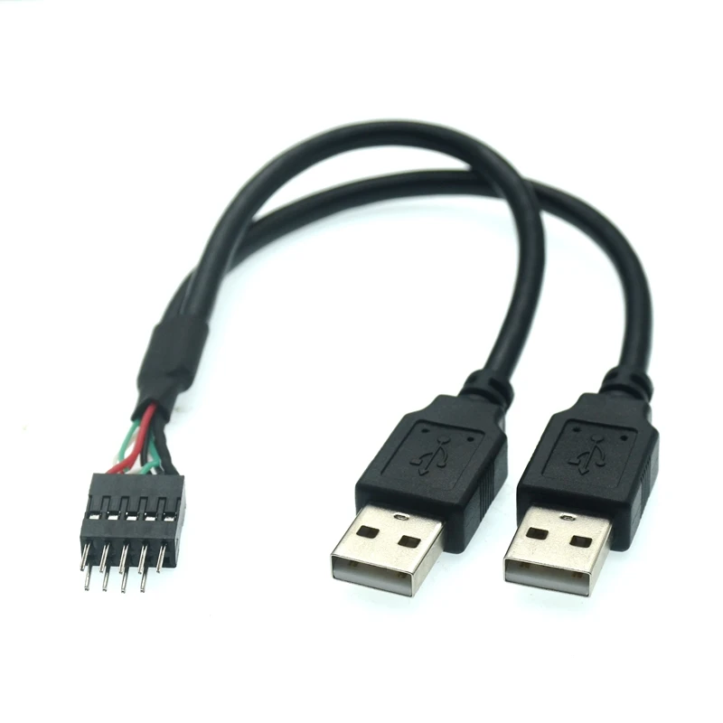 

9Pin Header to Double USB 2.0 male connector 20cm cable for Computer PC