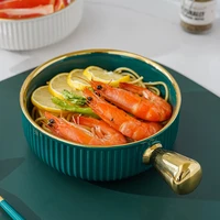 handle ceramic instant noodle bowl with handle fruit salad bowl light luxury dessert bowl exquisite breakfast bowl