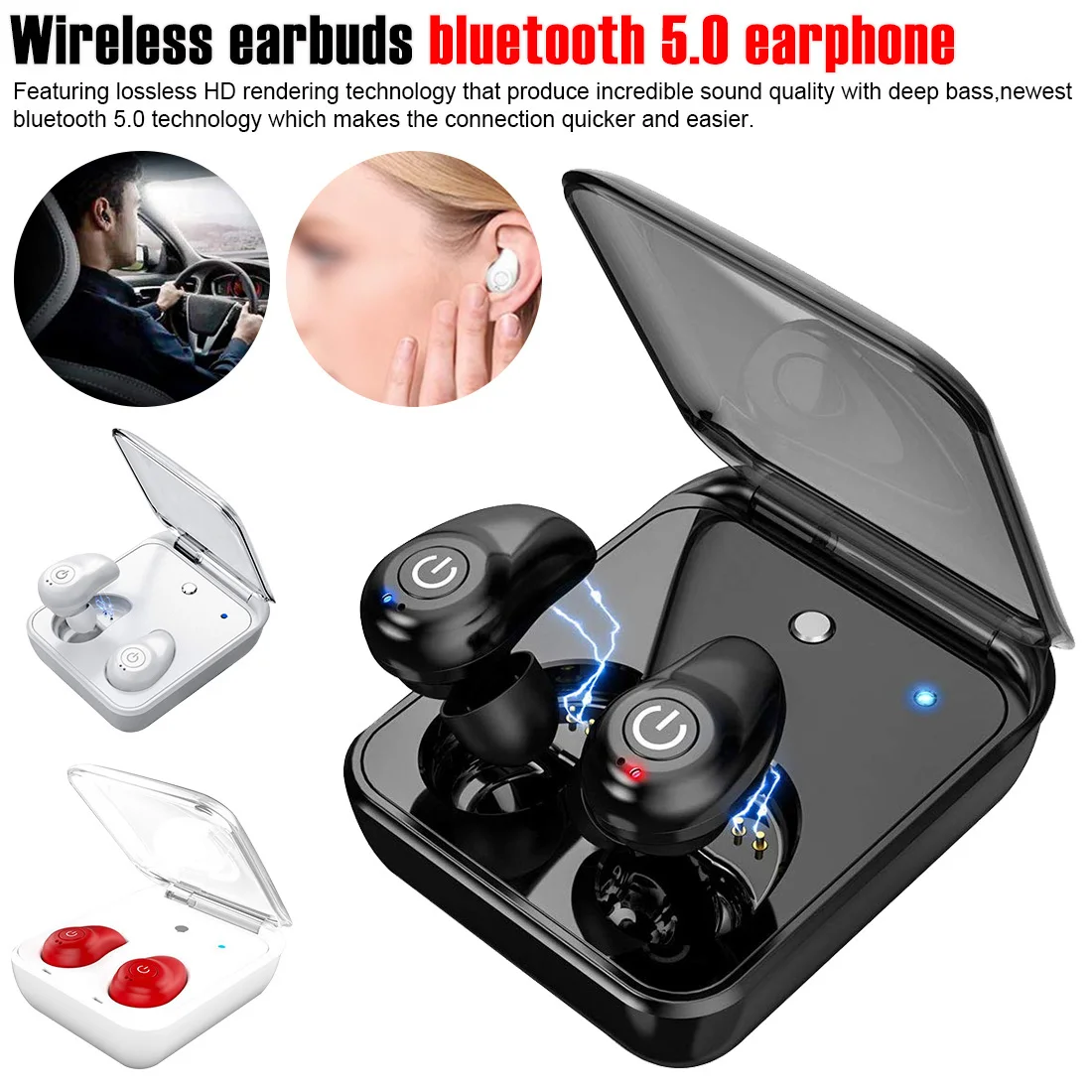 Беспроводные наушники Bluetooth 5,0, наушники, настоящая Водонепроницаемая стереогарнитура, 2000 мА/ч, внешний аккумулятор, Зарядка телефона для iPhone, sony, htc