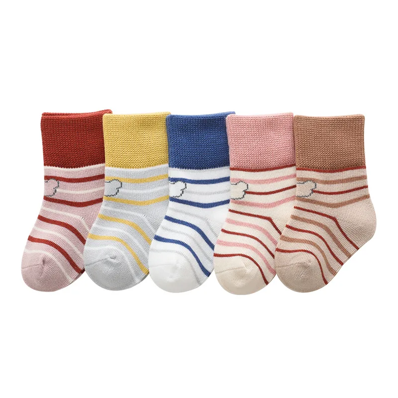 

Winter Toddler Socks Baby Boy Girl Tube Socks Cartoon Stripe Thicken Socks Newborn Accessories Meias Infantis Coisas De Bebe