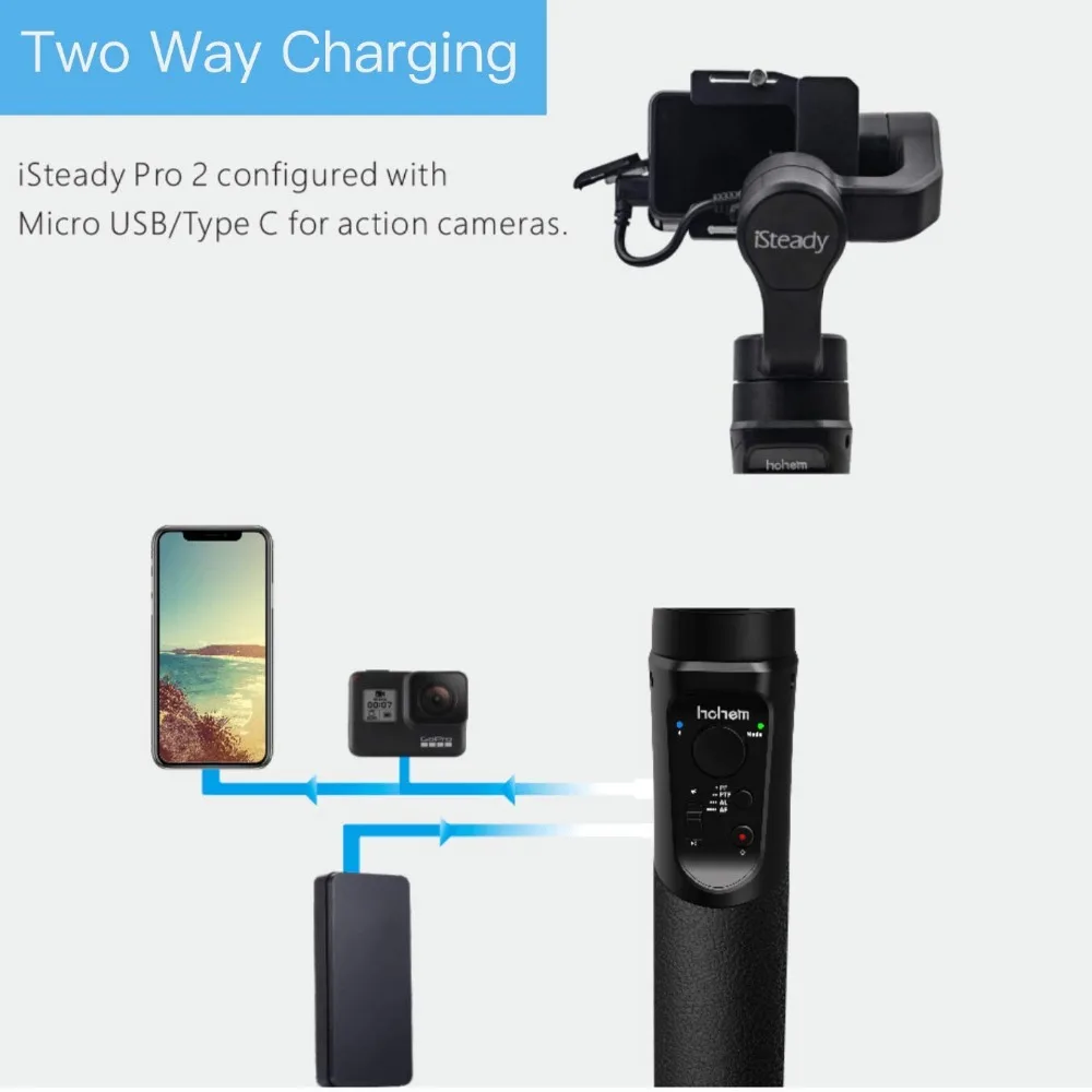 Hohem iSteady Pro 2 брызг 3-осевой Карманный стабилизатор для камеры DJI Osmo Экшн камера Gopro Hero 7/6/5 SJCAM YI экшн-камер