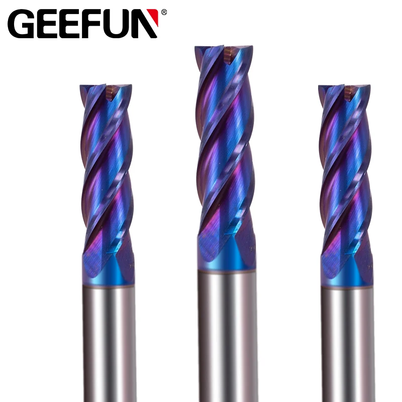 

Geefun 4 Flutes HRC65 Carbide End Mill Alloy Milling Tungsten Steel Milling Cutter End Mills CNC Cutting Tools Shank 2-6mm