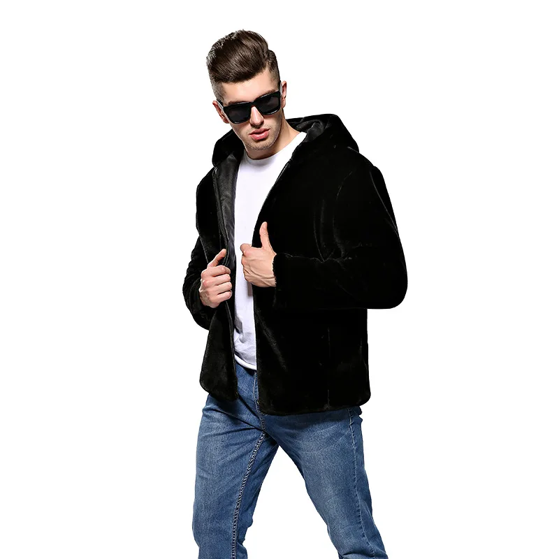 

Autumn and winter new thick large size men's leather jackets, imitation fur coats, mink fur coats