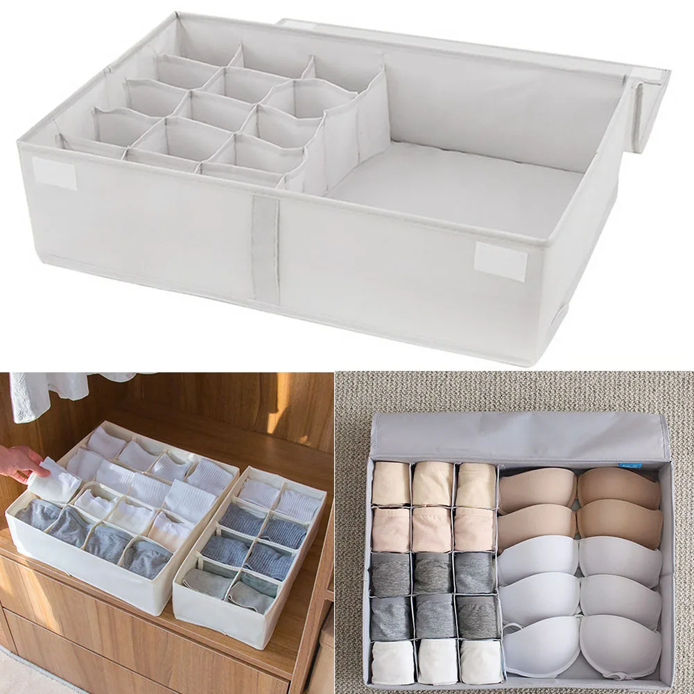 

Underwear Container Useful Case Square Foldable Storage Box Oxford Cloth Separate Grid Washable