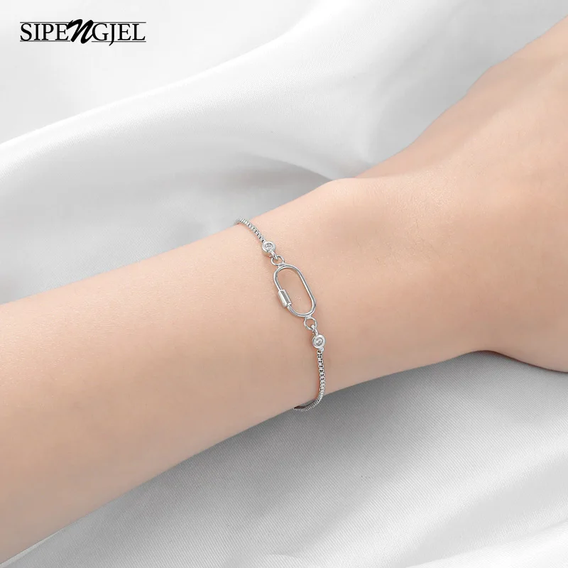 

Fashoin Cubic Zircon Small Geometric Oval Bracelet Open Adjustable Charm Bracelet For Women Jewelry
