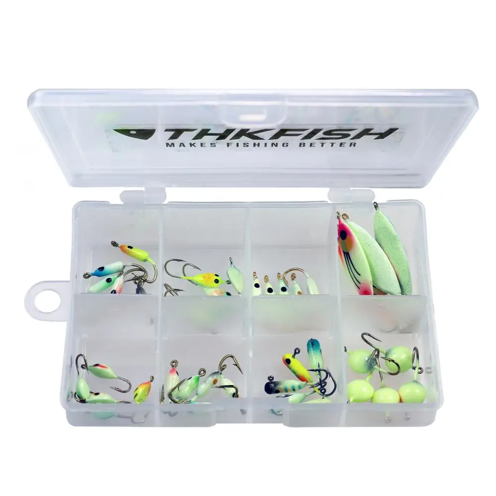 40pcs/box Luminous Ice Fishing Jigs 0.8g-5.7g Winter Lures Kit Lead Jigging Bass Pike Wobbler Bait | Спорт и развлечения
