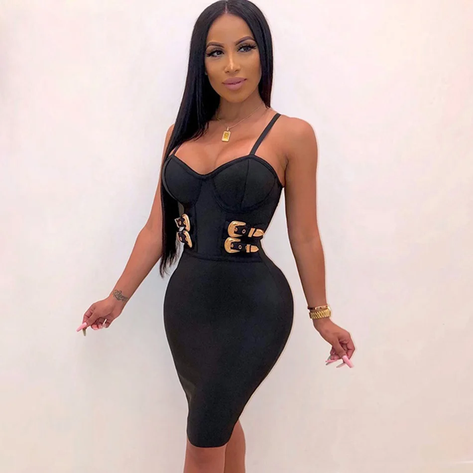 Женское Бандажное платье на тонких бретельках черное Белое Облегающее Платье с V