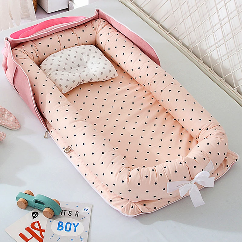 

New 85*45cm Portable Baby Nest Bed for Boys Girls Travel Bed Infant Cotton Cradle Crib Baby Bassinet Newborn Bed