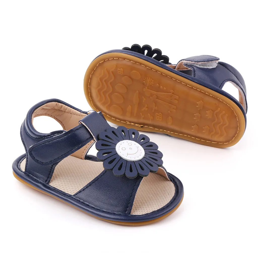 

2021 New baby children's baby cute solid color sun flower soft sole comfortable toddle shoes baby sandals