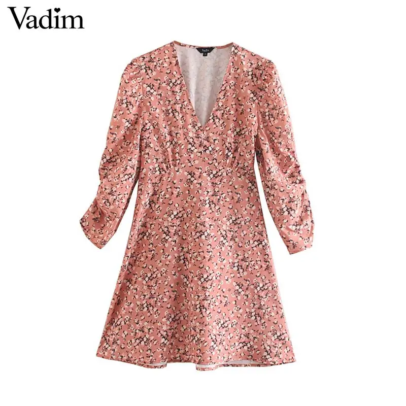 Женское элегантное платье vadim с цветочным принтом мини рукавом три четверти