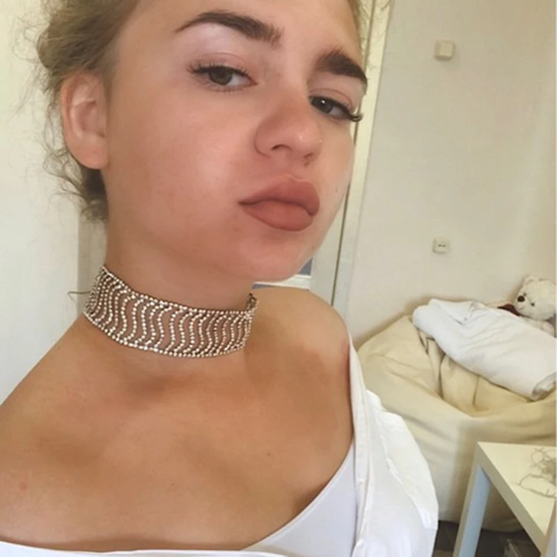 Модное ювелирное изделие панк-ожерелье со стразами для женщин ожерелье-чокер