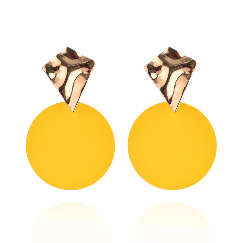 

Colorful Temperament Earrings For Women Red Yellow Color Popular Fashion Drop Earrings Round Ear Jewelry Wholesale