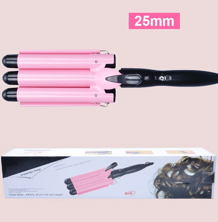 pink 25mm Pro 20-32 м Автоматические щипцы для завивки керамические бигуди для волос Тройные Бочки для больших волн на волосах щипцы для завивки волос Вэйвер бигуди Инструменты для укладки - Цвет: pink 25mm