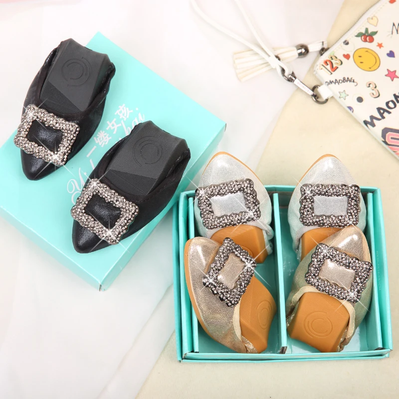 

Luxury 2020 Women Shoes Ballet Flats Fashion Loafers Pointed Crystal Shoes Woman Slip-on Shallow Soft Bottom Zapatos De Mujer