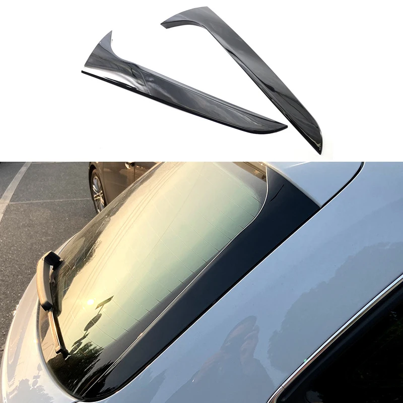 1 Pair ABS Gloss Black/Carbon Fiber Pattern Rear Window Side Spoiler Wing for Audi A4 B8 Travel Edition Allroad Avant 2009-2016