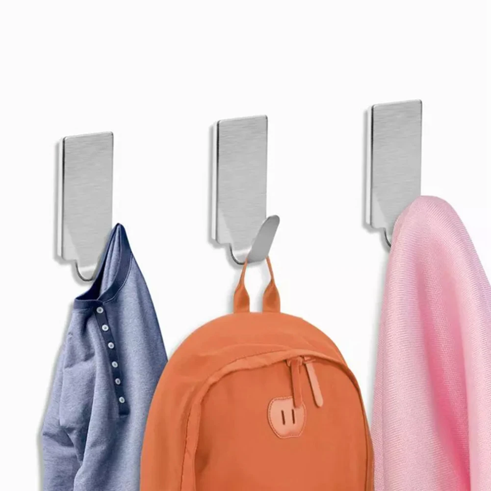 

6pcs Adhesive Stainless Steel Towel Hooks Towel Racks Wall Hooks For Kitchen Bathroom Self-Adhesive Stainless Steel Hook