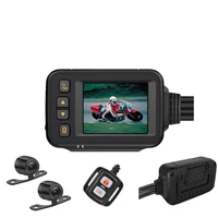 motorcycle dash camera 720p front rear dual lens waterproof 120 degree angle 2 lcd screen loop recording parking monitor