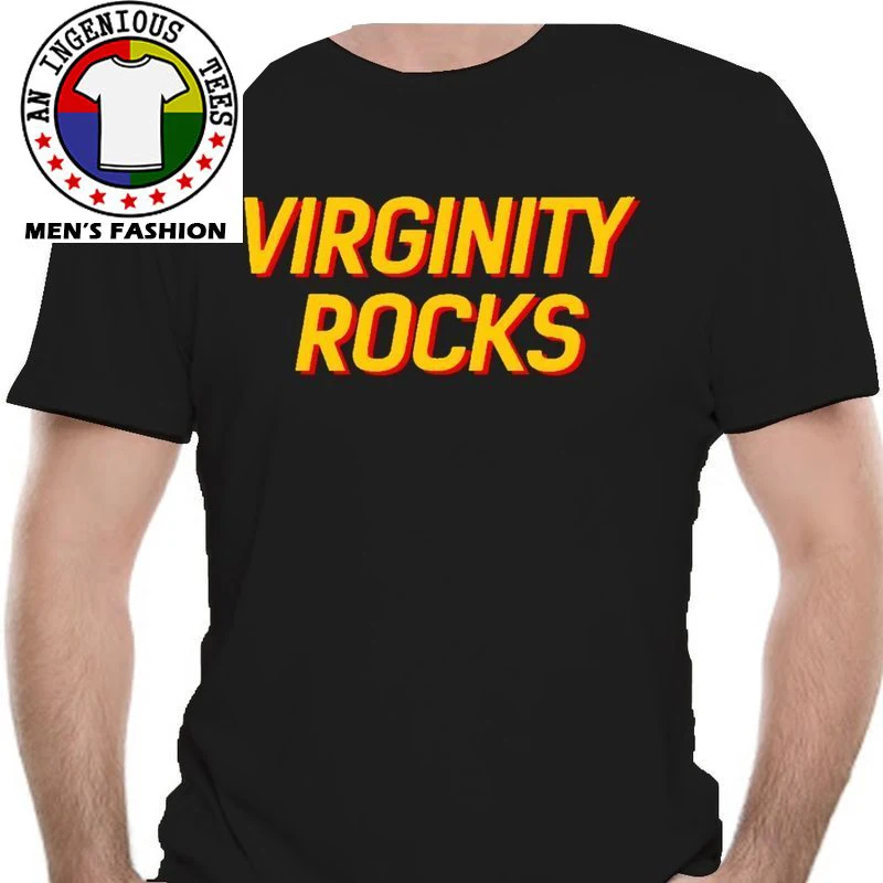 Men Funny Top T Shirt Fashion Tshirts Virginity Rocks Unisex Women T-Shirt Cotton Tshirts Men Summer Fashion T-Shirt US/EU Size