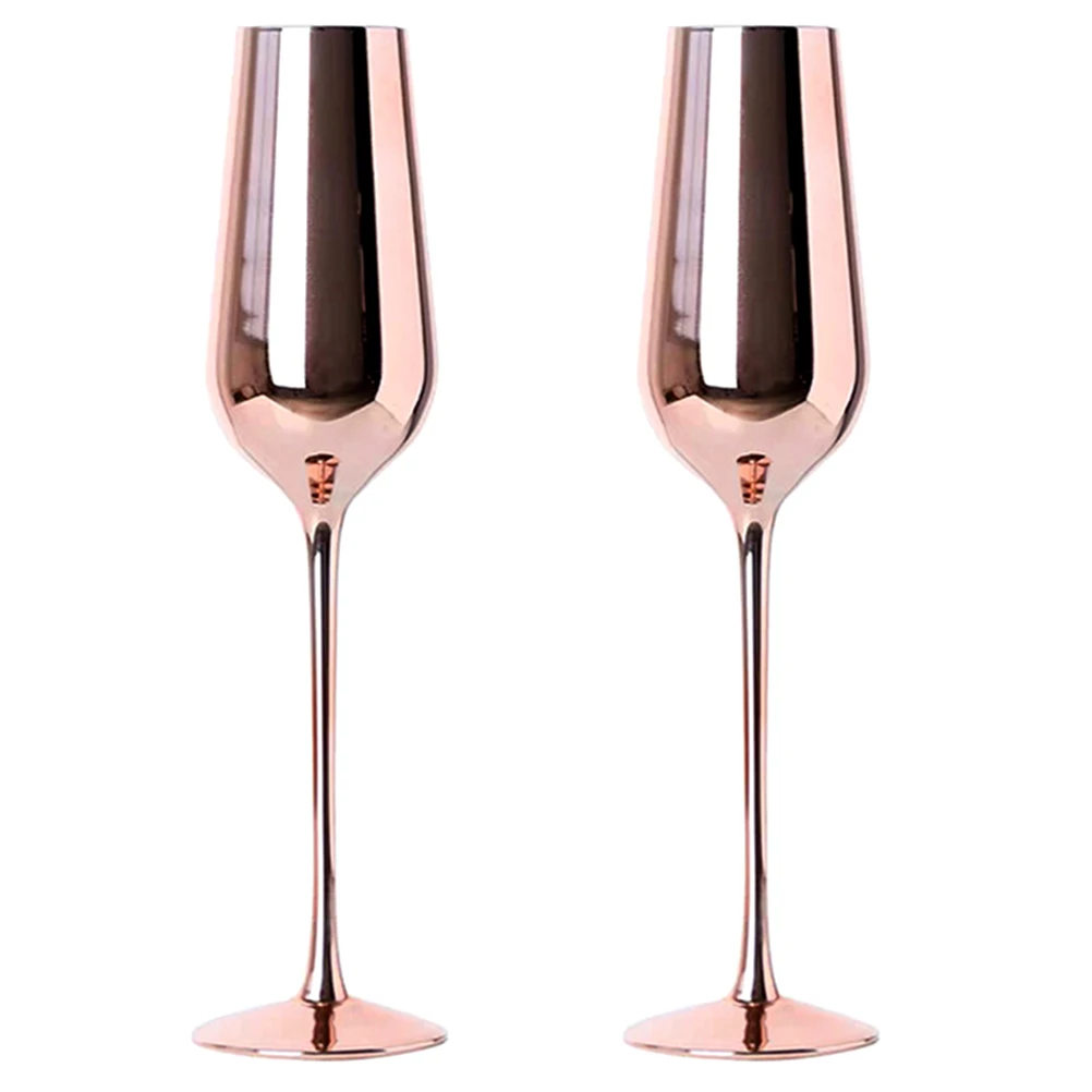 

2Pcs Exquisite Elegant Rose-Gold Practical Standing Cup Wine Glass Household Cups Champagne Glass for Party Home Festival