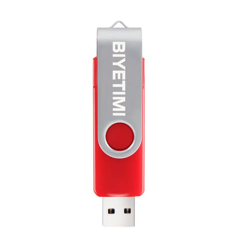 USB флеш-накопитель BIYETIMI, 128 Гб до 4 Гб, двусторонний, для мобильного телефона Android, высококачественный, с зажимом, 360 градусов, поворотный, флешка - Цвет: Красный
