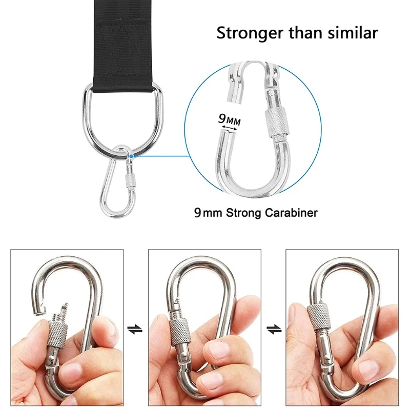 

2646 LBS Super Toughness Tree Swing Hanging Straps Kit Extra Long 10 FT 1000D Nylon Set/2 Stainless Carabiners