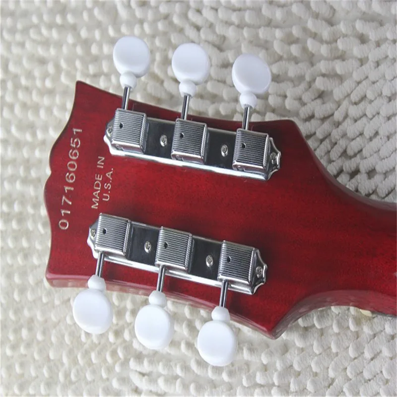 Оригинальная винно-Красная гитара с имитацией под дерево и мостом модель P90 заказ