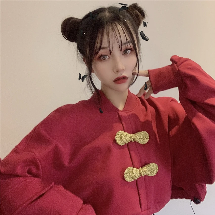 Осенняя Женская свободная толстовка с длинными рукавами в стиле ретро милые