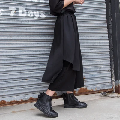 Женские шифоновые брюки с широкими штанинами больших размеров асимметричные