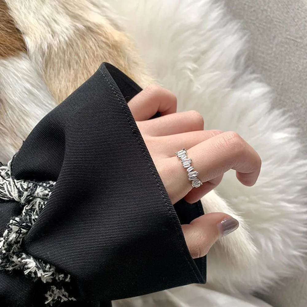 

Luxury Zircon Gold Cubic Student Opening Rings For Woman 2021 New Fashion Gothic Finger Jewelry Wedding Party Girl's Sexy Ring
