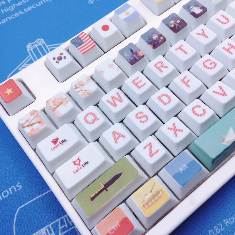 Все страны Рождество PBT сублимации Keycap оригинальная высота механическая клавиатура, посвященная вишневого цвета маленькая Пчелка