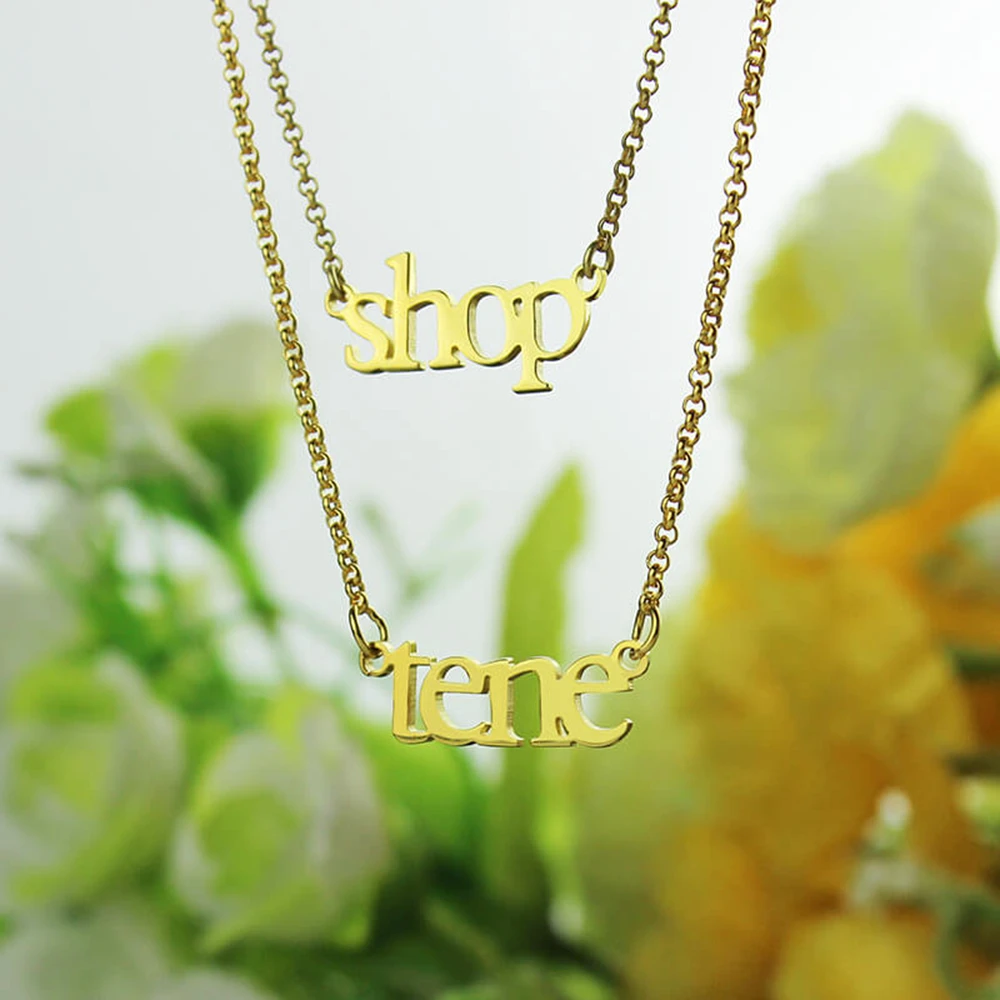 

UONNEY Wholesale Personalized Double Layer Mini Name Necklace/Custom Two Names Necklace Valentines Gift