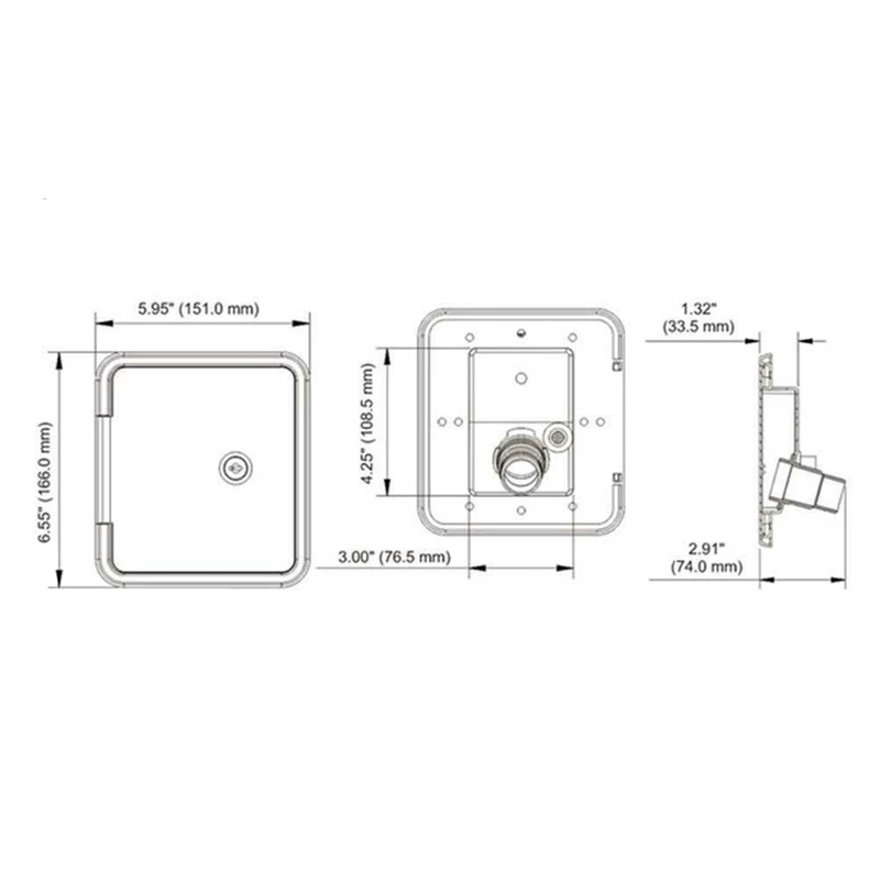 

RV Gravity Water Filler Square Hatch Water Box with Key Screw RV Trailer Caravan Accessories