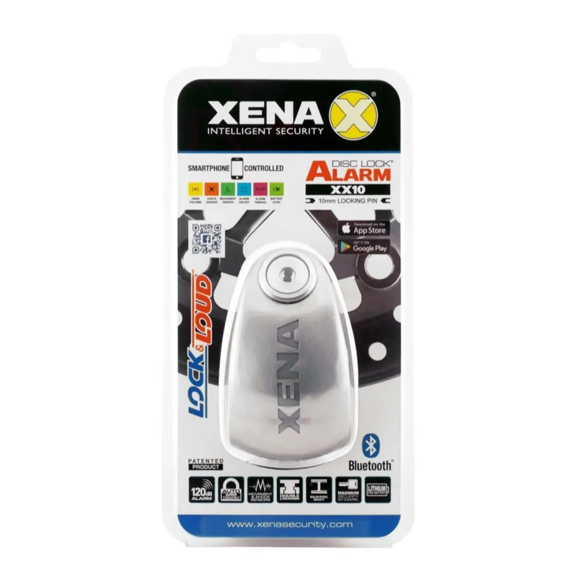 Замок на диск мотоцикла с сиреной Xena XX10 BLE|Защита от кражи| |